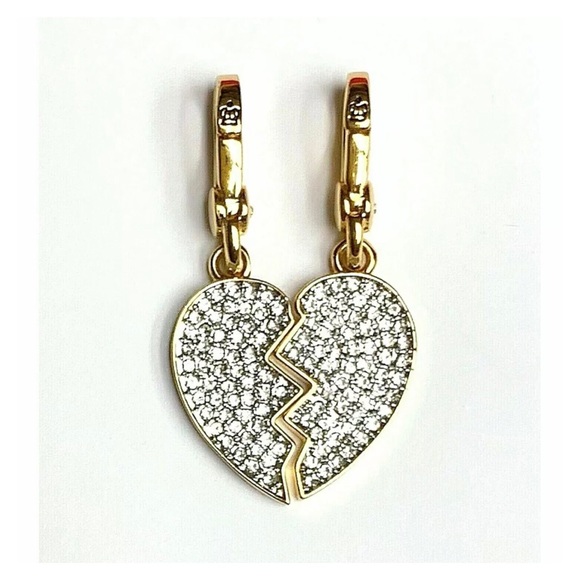 NWT Juicy Couture BEST FRIENDS FOREVER Gold Tone Crystal 2 Charms For Necklace - Picture 4 of 8